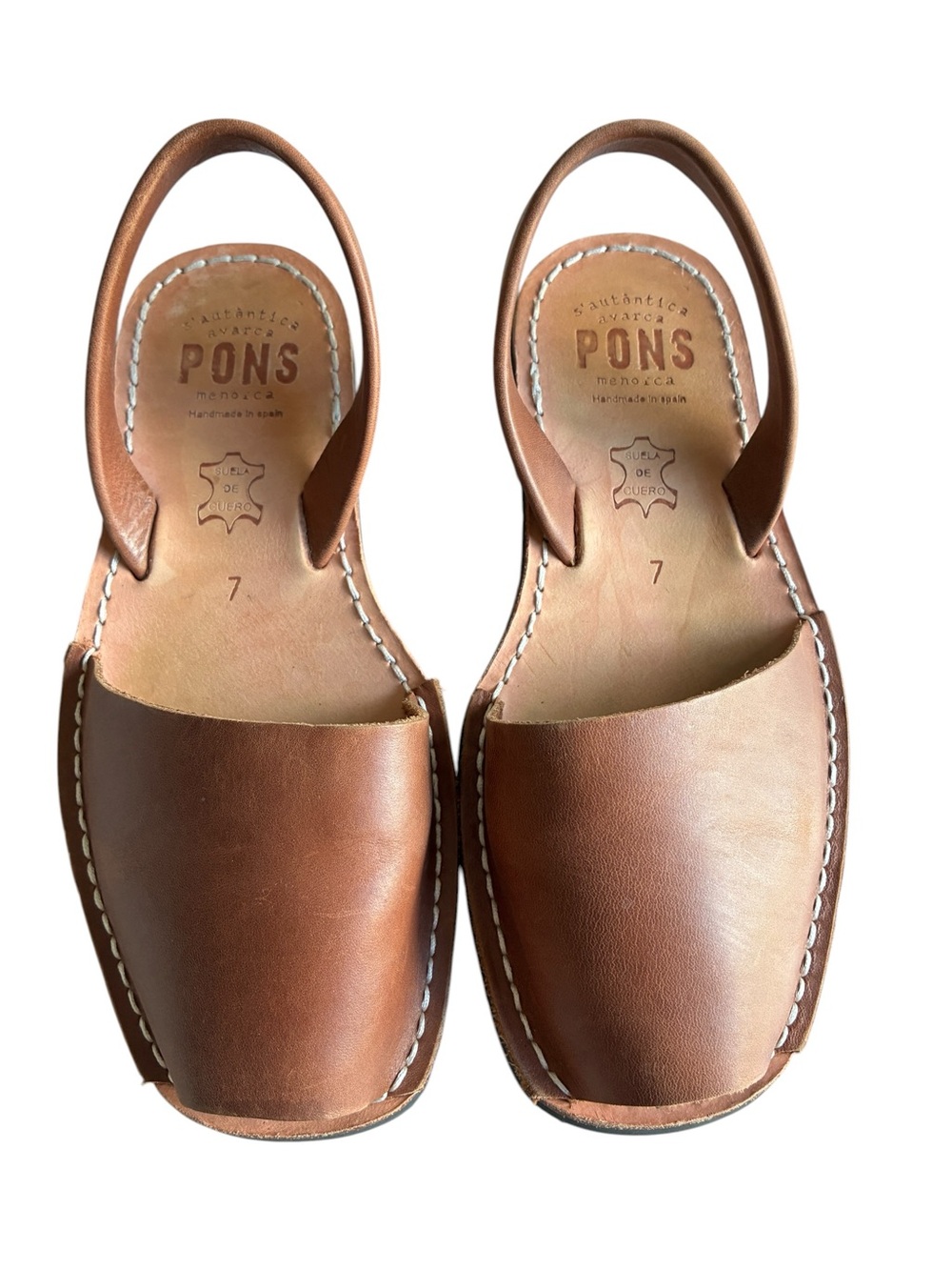 PONS Classic Avarca Menorca Leather Sandals Tan Brown Women’s 7 Spain - Picture 8 of 11